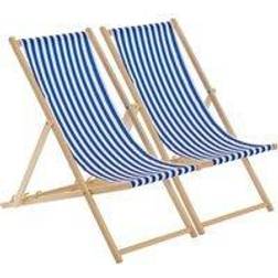 Harbour Housewares Wooden Folding Garden Sun Lounger Deck