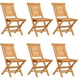 vidaXL Lot de 6 Chaises de Jardin Pliantes Bois Massif Teck