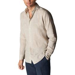 Eton Light Brown Linen Shirt Slim Fit Mand Langærmede Skjorter Slim Fit hos Magasin Lysebrun