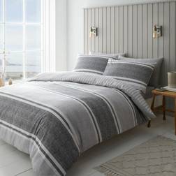 Catherine Lansfield Textured Banded Stripe Påslakan Grå (230x220cm)