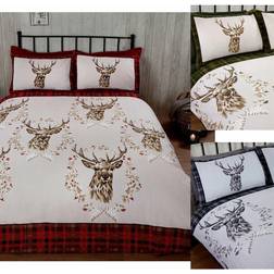 Rapport Angus Stag Double Checked Duvet Cover Grey, Silver