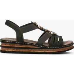 Rieker Gemstone Embellished Strappy Sandals - Gray