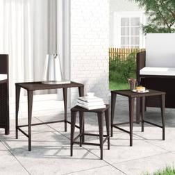 vidaXL Tables Gigognes 3 Pcs Marron Résine Tressée Table gigogne