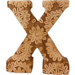 Geko Hand Carved Wooden Flower Letter X