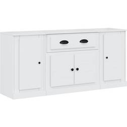 vidaXL Aparadores 3 UDS Madera Contrachapada Blanco Brillo Aparador