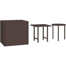 vidaXL Tables d'appoint 3 pcs Marron Résine Tressée 319387 Table Basse