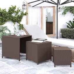 vidaXL Tables Gigognes 3 pcs Marron Résine Tressée Table gigogne