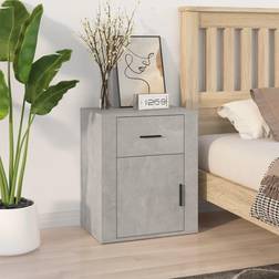 vidaXL Concrete grey Engineered Bedside Table