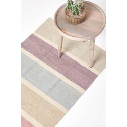 Homescapes Cotton Chenille Striped Hall Runner Beige, Grey, Blue, Purple cm