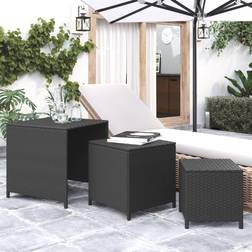 vidaXL Tavolini Impilabili 3 pz Neri in Polyrattan Nero Tavolino da incastro