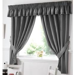 Alan Symonds Gingham Kitchen Curtains Black Pelmet