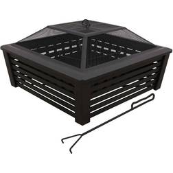 Dellonda 35" Square Outdoor Fire Pit Black
