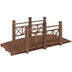 vidaXL Puente De Jardín Con Barandillas Madera De Abeto 150 x 67 x 56 cm Marrón