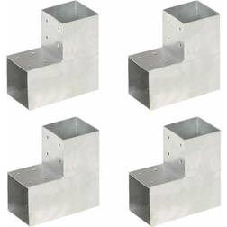 vidaXL Stolpebeslag L-form 4 stk 101x101 mm galvaniseret Metal