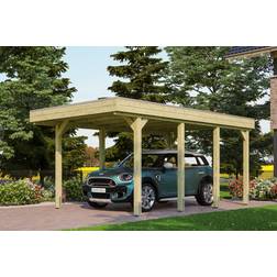 SKAN HOLZ Platinklasse Hjemsted Premium Enkeltcarport Med Fladt Tag 314x555 cm (Areal )