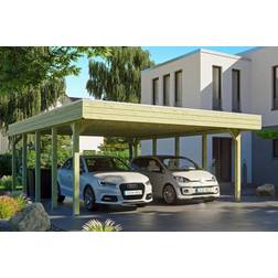 SKAN HOLZ Platinklasse Hjemsted Premium Dobbeltcarport 557 x 708 cm (Areal )