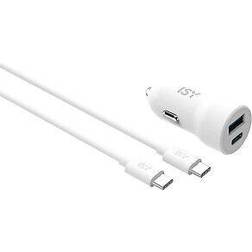 ISY icc-9000, inkl. 2 m usb-c-kabel, kfz-ladegerät universal, 5 volt, weiß