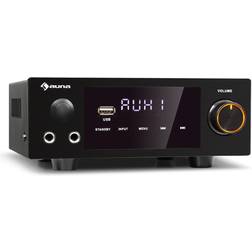 Auna AMP-2 DG Amplificador estéreo de alta fidelidad 2x50W RMS BT/USB Entradas óptica coaxial digital