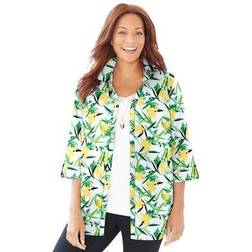 Catherines Plus Women's Timeless Blouse in Yellow Tropical Floral Size 2X
