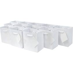White gift bags with handles, designer solid white paper gift wrap bags for b