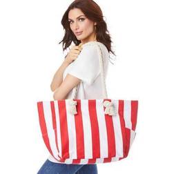 Roaman's plus size striped canvas tote