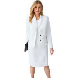 Jessica London Plus Women's Single Breasted Jacket Dress in White Size W Suit