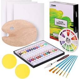 Painting kit for adults 38 piece set includes 24 acrylic paints, 3 canvas, 6 b