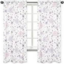 Sweet Jojo Designs Lavendel Lila Rosa Grått Vitt Fönster Paneler