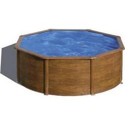 Gre Kit piscine hors-sol pacific acier décor bois ronde 350 x h120 cm