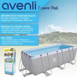 Jilong Frame pool schwimmbecken gartenpool 400x207x122 schwimmbad stahlrahmenpool grau