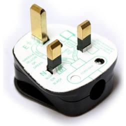 Loops Black 3 Pin uk Mains Plug 5A 240V bsi Approved Fuse Fused Power Wall