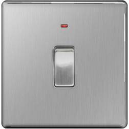 BG Screwless Flatplate Brushed Steel Single Switch 20A With Power Indicator