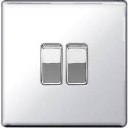 BG Chrome 10A 1 Gang 2 Way Plate Switch Grey