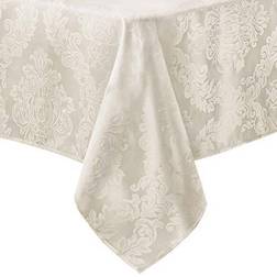 Elrene Home Fashions Newbridge Barcelona Luxury Damask Tablecloth White, Brown