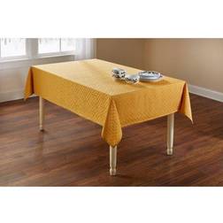 BrylaneHome Wide Width Jacquard Tablecloth Gold