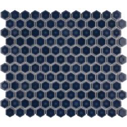 Merola Tile Hudson Hex 1" Denim Blue 13.25" 11.86" Porcelain Floor Wall Mosaic