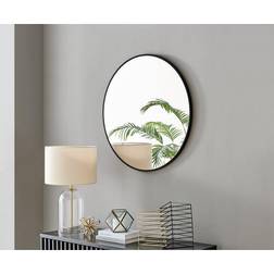 Furniturebox Emma 80cm Medium Art Deco Metal Frame Round Wall Mirror