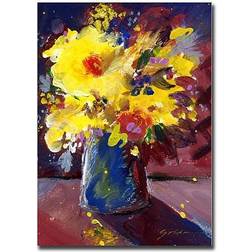 Trademark Fine Art 'Yellow Flowers' Golden Painting Print on Framed Art