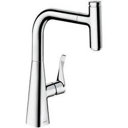Hansgrohe Metris Select M71 Brushed Steel Pullout Kitchen Mixer Tap 14 Chrome