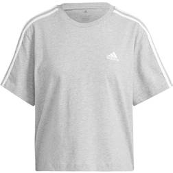 Adidas Essentials 3-Stripes Single Jersey Crop Top - Grey/White