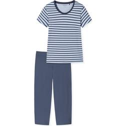 Schiesser Pyjamasset För Kvinnor - Blårandig