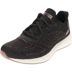 Skechers Women's Low-Top, Black Black Engineered Knit/Rose Gold Trim Blk