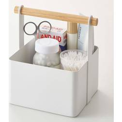 Yamazaki Home Home Storage Basket Wood Handle Organizer, White