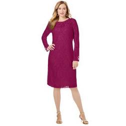 Jessica London Lace Shift Dress Plus Size - Berry Twist