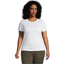 Lands' End Supima Short Sleeve Crew Neck T-shirt Women White