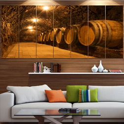 Design Art Oak Barrels in the Tunnel - Landscape Canvas Print Wall Decor