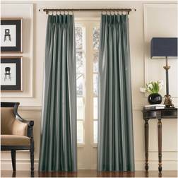 Curtainworks Marquee Faux Silk Pinch Pleat Curtain Panel 30 by 84 Teal