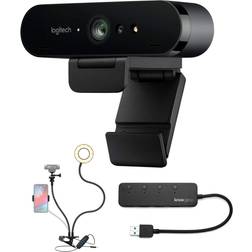 Logitech Brio Ultra Hd Webcam With Knox Gear Selfie Ring Light Black Black