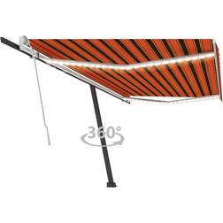 vidaXL Toldo Retráctil Manual Con Luz LED Naranja Y Marrón 500x300 cm - Multicolor