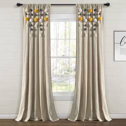 Lush Decor Boho Pom Pom Tofs Linne Fönster Gardin Panel 213 cm L x 132 cm B
